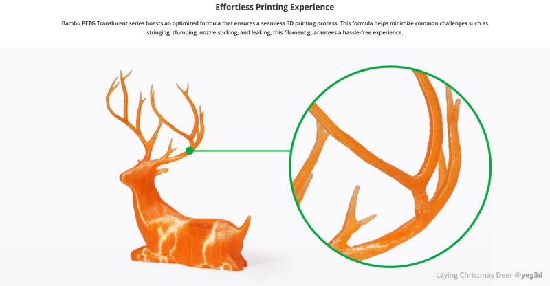Bambu Lab PETG Translucent, 3D Printing Filaments and Materials