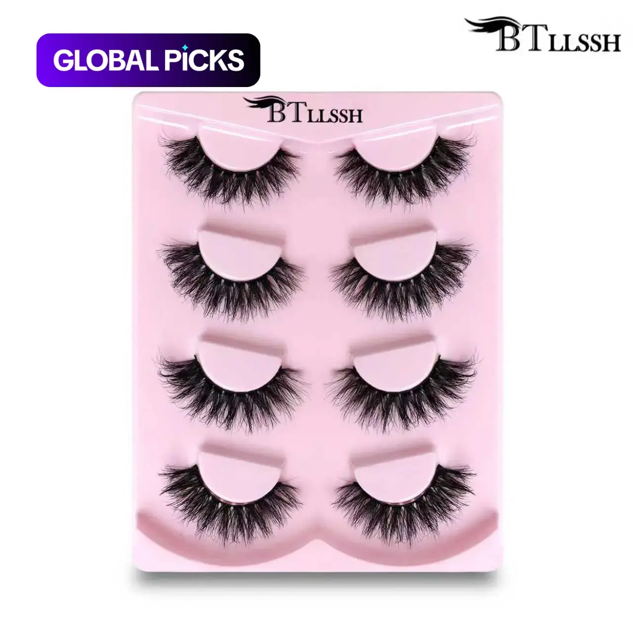 Thick False Eyelashes, Fake Eyelash, Synthetic, Wispy Feline Lash Look Cat-Eye Faux Cluster Strip Lashes, Natural-Looking Curled Eye Makeup Lashes for Women & Girls #GLOBAL PICKS