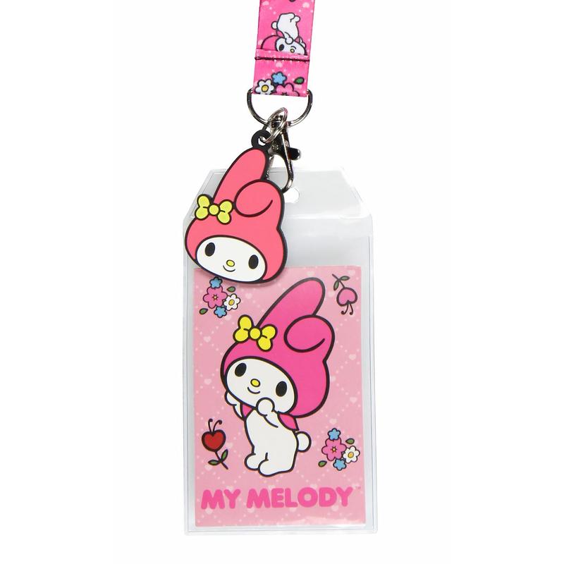 Sanrio My Melody ID Badge Holder Lanyard w/ 2" Character Head Rubber Pendant