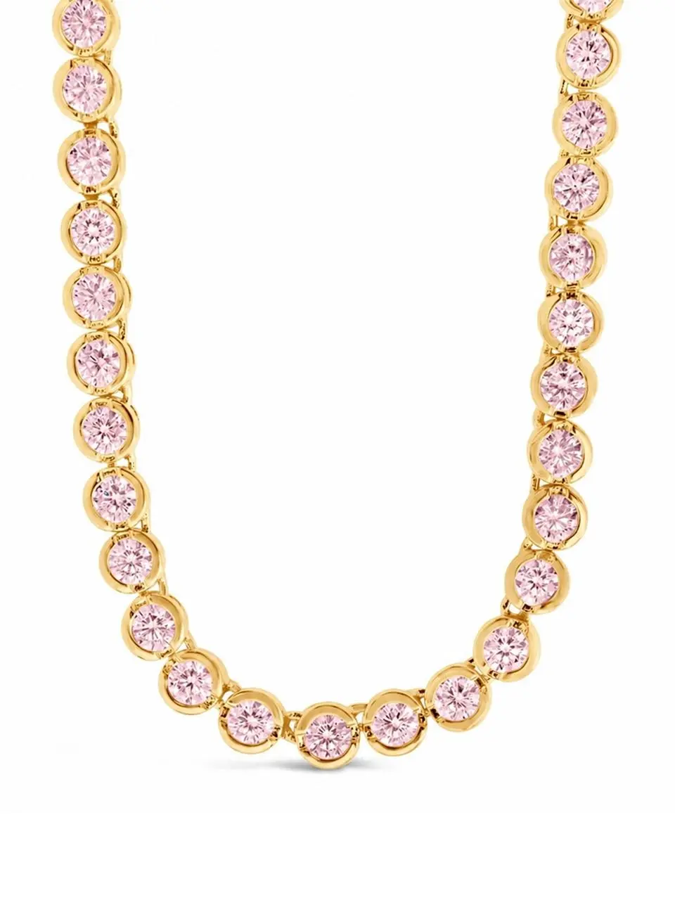 Helene Bezel Light Pink CZ Tennis Necklace