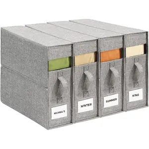 2025 Transform Your Linen Closet Instantly – This 4-Pack Storage Organizer Set with Clear Windows Keeps King/Queen Sheet Sets and Blankets Neatly Folded, Dust-Free, and Easy to Find