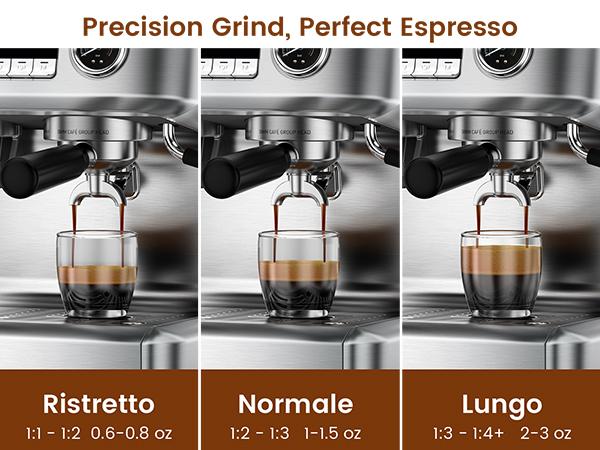 COWSAR Espresso Machine, 58mm professional brewing system, dual boiler system, PID intelligent temperature control, integrated conical burr grinding system, espresso machine with 58mm stainless steel funnel