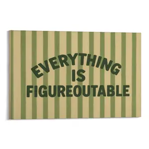 Everything Is Figureoutable Quote Print, Retro Striped Motivational Poster Trendy Wall Art