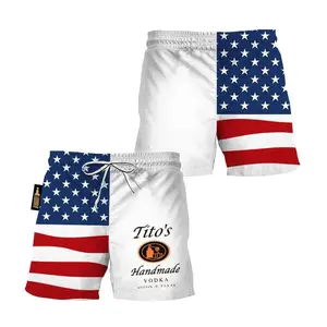 Men s Tito American Flag Swim Trunks - Patriotic Beachwear