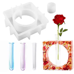 DIY Resin Vase Mold Set with Test Tubes, Silicone Epoxy Casting Mould for Handmade Desktop Flower Holder, Creative Gift for Valentine's Day/Mother's Day