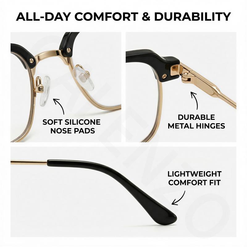 Frameless Smart Zoom Reading Glasses for Men & Women, UV Sun Readers, Computer Anti Blue Light Glasses, Progressive Photochromic Multifocus, Automatic Diopter Adjustment, High-Definition Vision, Blue Light Filter, Ergonomic Design, Soft Silicone Nose Pads