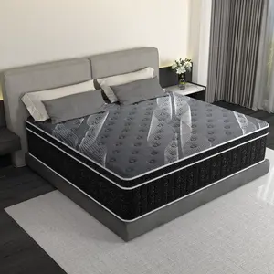 Galaxy Hybrid Mattress 12" Queen & 14" King Grey Top Black Starry Sides Cooling Gel Memory Foam Pocket Springs Medium Firm Support Motion Isolation Edge Reinforced Bed-in-a-Box