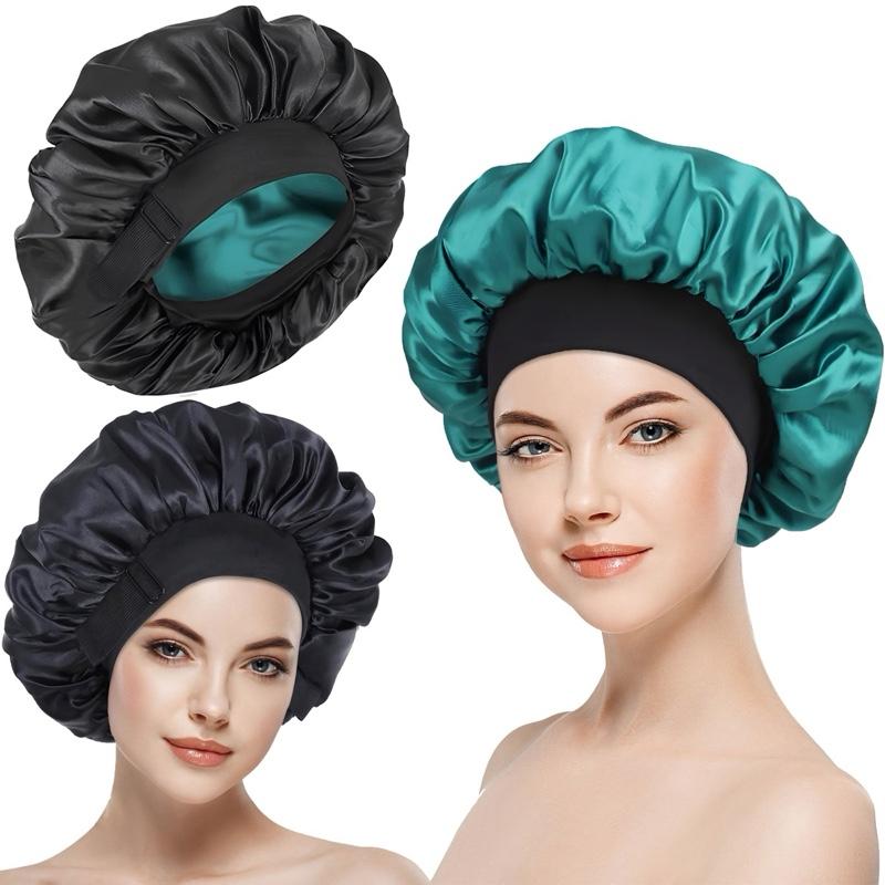 Double Layer Silk Bonnet for Haircare Soft Practical Sleeping Cap with Elastic Tie Band for Curly Natural Hair Comfortable Secure Fit Satin Bonnet for Hair Care Heatless