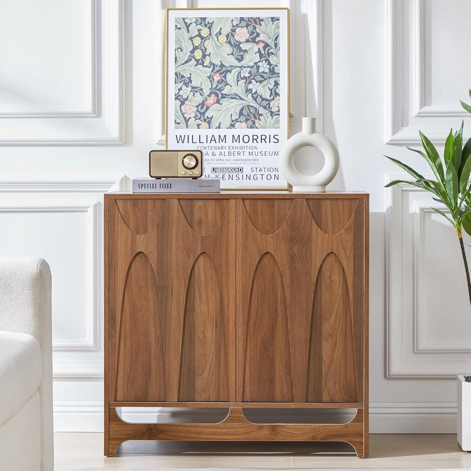 FurSch Modern Sideboard Buffet Cabinet With Storage, 31.5" Wide, Featuring A Minimalist Wooden Design,Two Doors, And Adjustable Shelves,Perfect For Dining Rooms, Living Rooms, Or Entryways