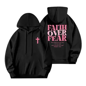 Faith Over Fear Graphic Tees - Vintage Trendy Urban Hoodie for Fashion Lovers - Stylish Casual Everyday Wear with Minimalist Bold Slogan & Breathable Comfort For Women For Men Sweatshirts