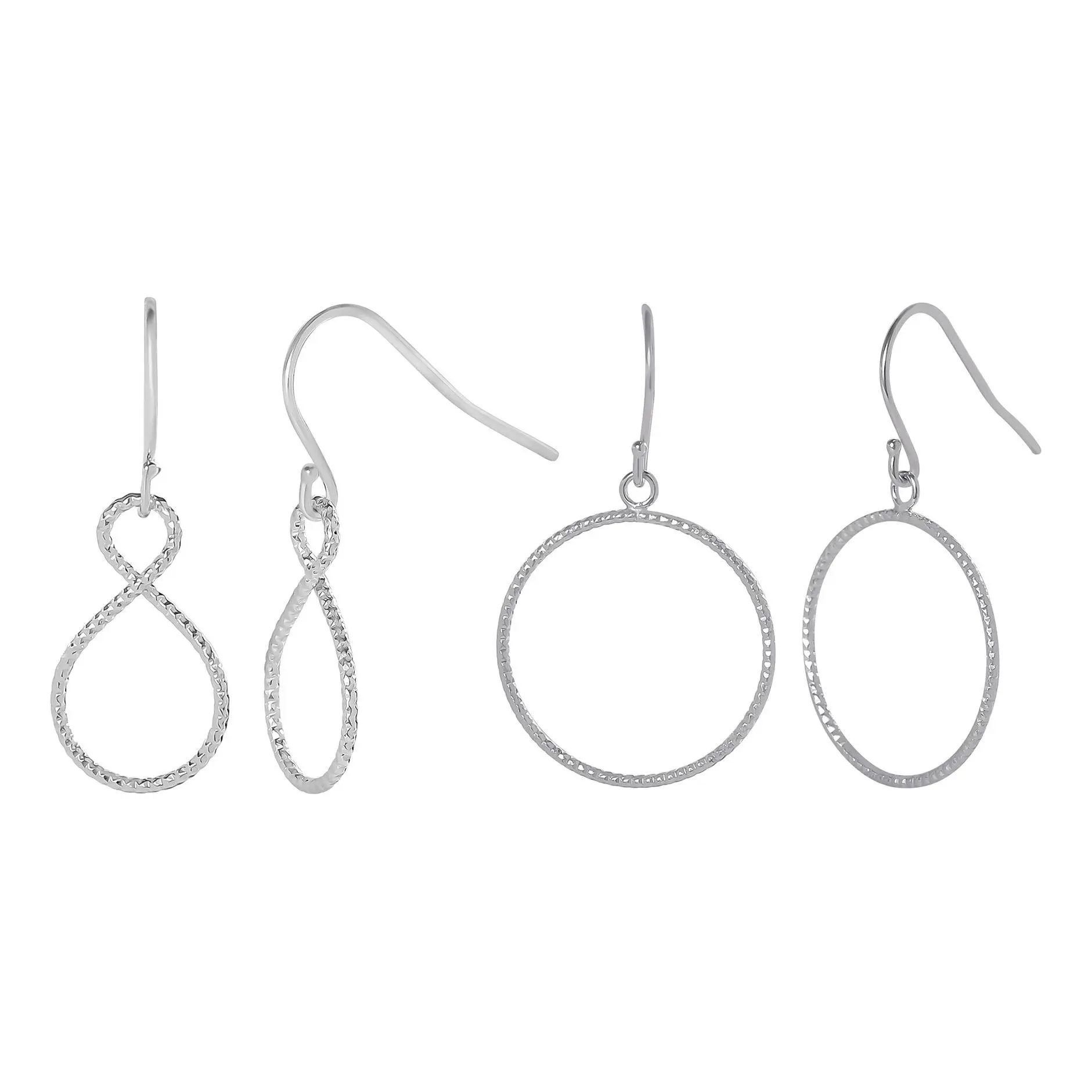 Silver Style Infinity Dangle & Hoop Earring Set, Sterling