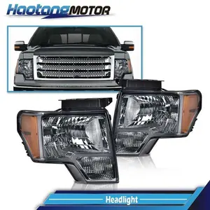 CROSSDESIGN Black Headlights HeadLamps Left & Right Fit For 2009-2014 Ford F150 Ford F-150