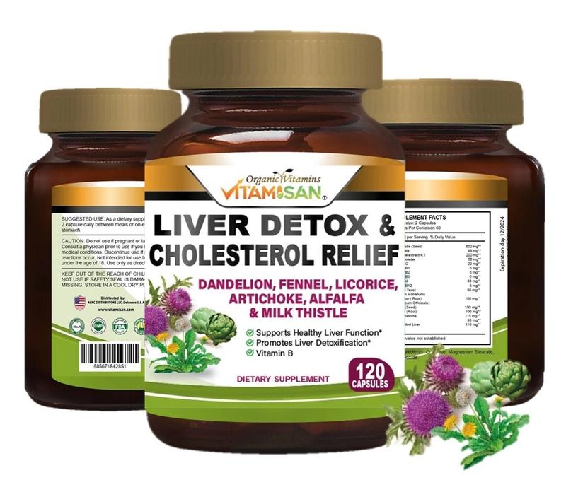 Liver Cleanse & Detox Support Supplement 1600mg with 120 caps + Milk Thistle