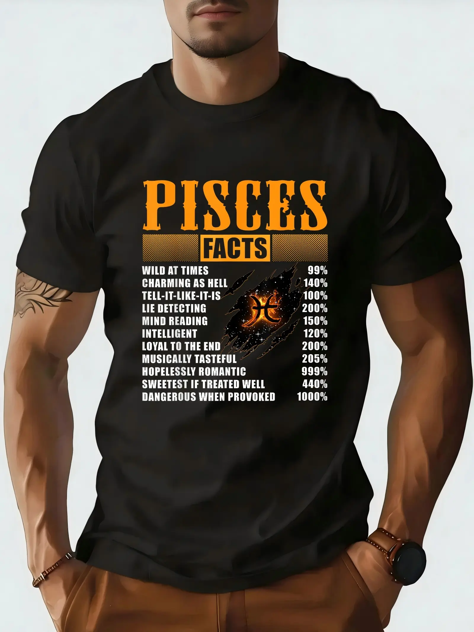 Pisces Facts T-Shirt Pisces Birthday Gifts T-Shirt, Suitable for Mens & Womens Outdoor T-Shirt, cotton, S-XXXL