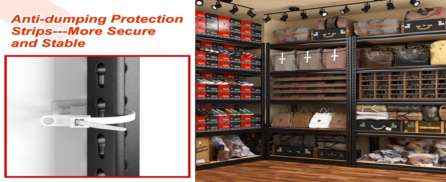 Raybee Furniture 72" Heavy Duty Garage Storage Shelves, 1500-2000LBS  Adjustable Garage Shelf, 5 Tier Metal Storage Shelving Unit, for Craft Warehouse Pantry Basement Organizer Utility Rack