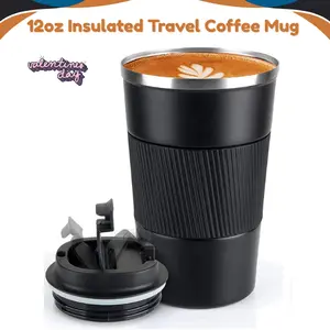 12oz Insulated Travel Coffee Mug with Leakproof Lid, Stainless Steel Vacuum Tumbler Cup, Spill Proof Reusable Mug for Hot & Cold Drinks, Mother’s & Father’s Day Gift