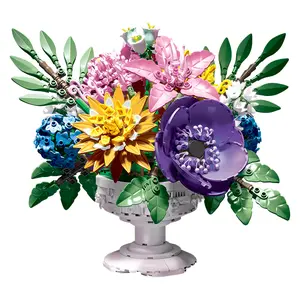 Dreamy Floral Bouquet Building Blocks — Romantic artistic style, featuring a variety of flower combinations. Ideal for home decor enthusiasts and handmade lovers, perfect for desktop display and arrangement