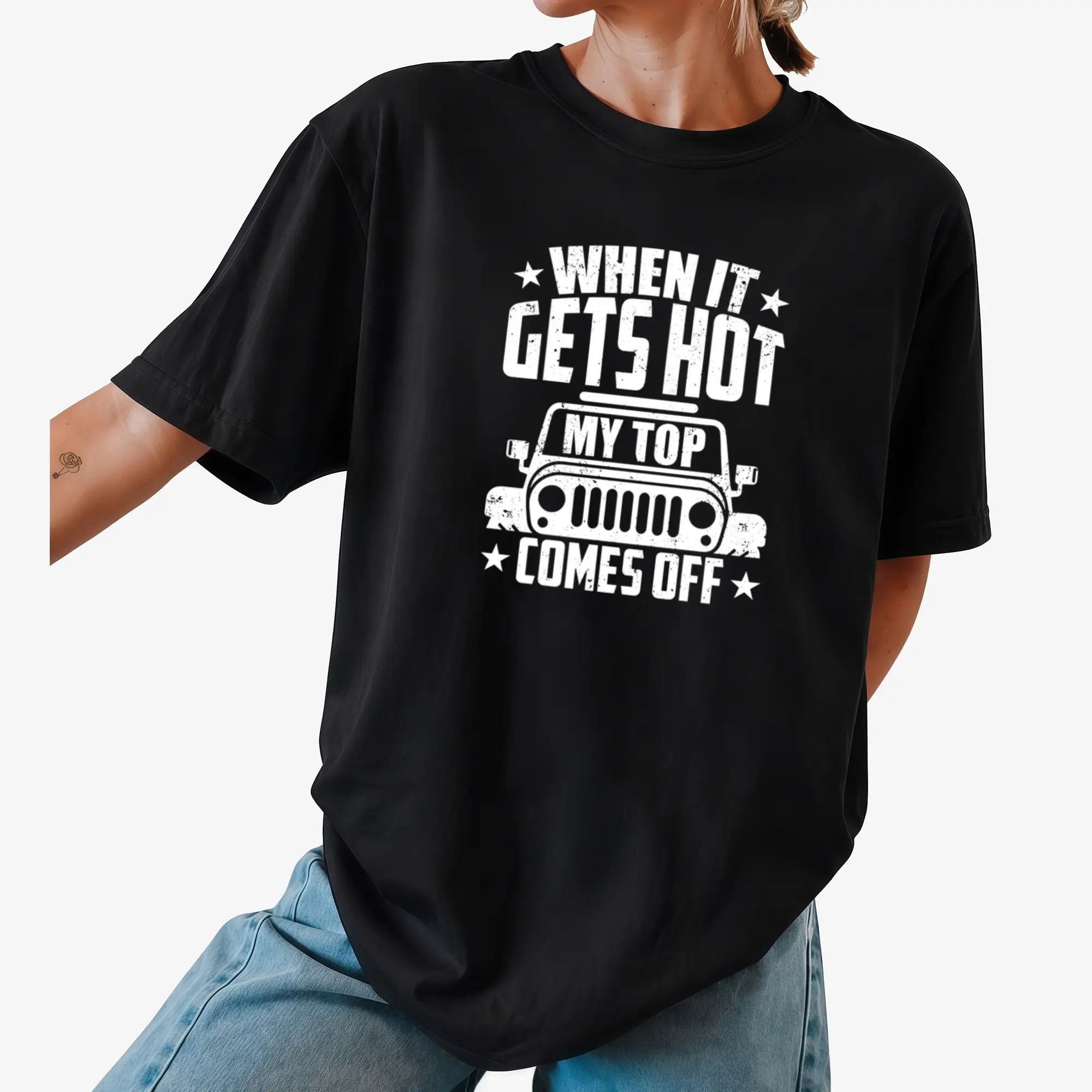 When It Gets Hot My Top Comes Off Off-Road Jeep Graphic T-Shirt |   Vintage Funny Off-Road Tee |   Unisex Casual Summer Top |   Jeep Lover Gift