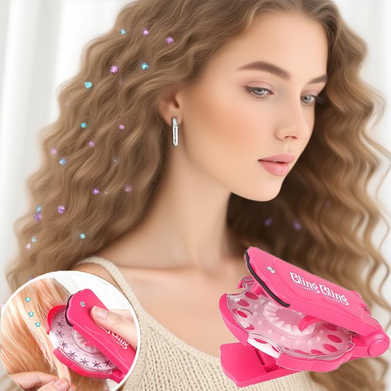 Glitter Diamond Styling Tools Hair Gemstone Styling Set+180 colorful gemstones to light up girls' hair,clothes,accessories,etc,, birthday gift for all hair types/hairstyles-Hair Care, No Heat Required Hair StylingAccessories,Mobile phone diamonds