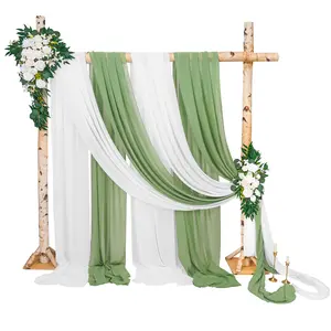 FANI 4 Panels  Sheer Chiffon Wedding Arch Draping Fabric 28inch x 20 ft Each for Ceremony Drapery Ceiling Drapes Party Decor Indoor Backdrops