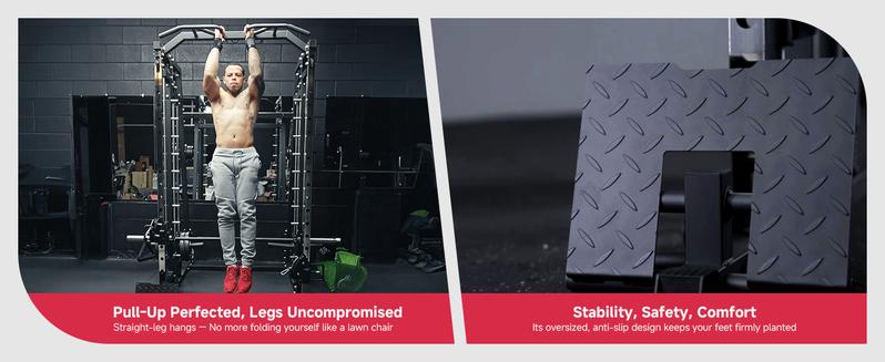 MIKOLO Smith Machine, 2200lbs Squat Rack with LAT-Pull Down System & Cable Crossover Machine, Training Equipment with Leg Hold-Down Attachment Home Gym Station Home Gym AdjustableMIKOLO