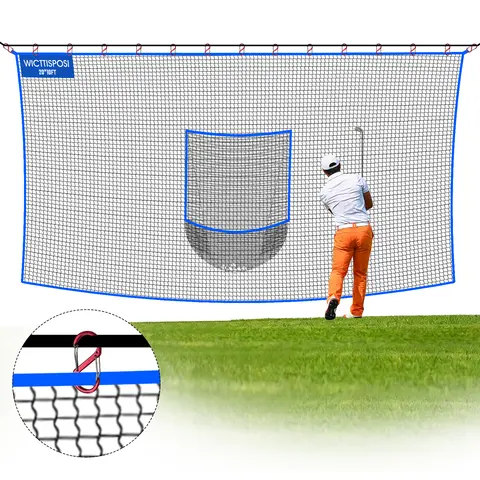 Heavy-Duty Polyester Mesh Golf Net with Central Target Pocket, Batting Practice Equipment for Chipping & Accuracy Training, Reinforced Edge Multi-Sports Barrier with Fast Ball Retrieval & Flexible Mounting for Backyards Garage Use