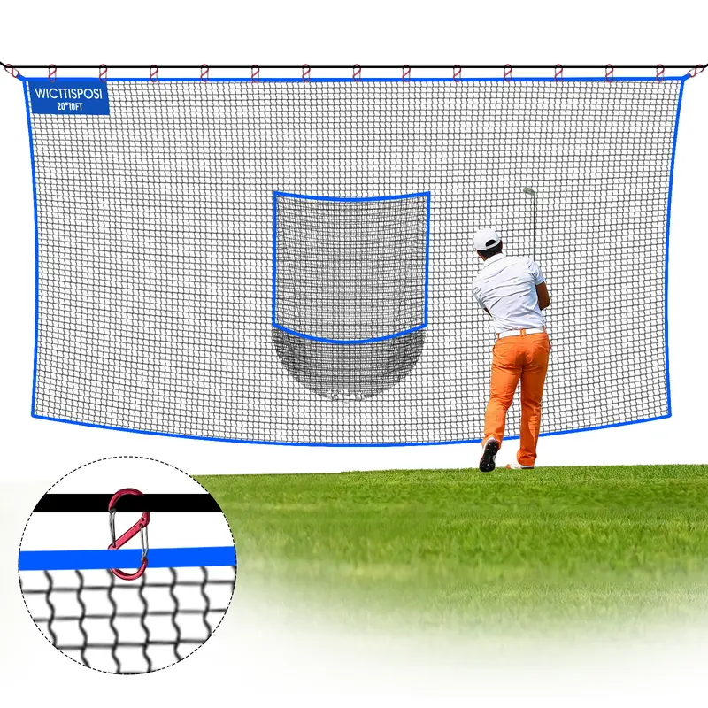 Heavy-Duty Polyester Mesh Golf Net with Central Target Pocket, Batting Practice Equipment for Chipping & Accuracy Training, Reinforced Edge Multi-Sports Barrier with Fast Ball Retrieval & Flexible Mounting for Backyards Garage Use