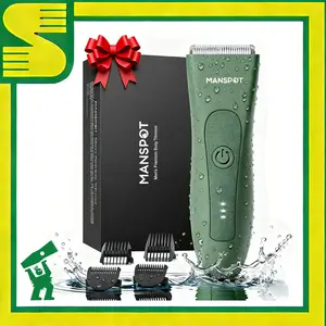 【TikTokShopHolidayHaul】Manspot Premium Electric Body Hair Trimmer for Men - Waterproof Wet & Dry Groomer, Rechargeable Cordless Clippers for Chest Back Arms - Gym Ready Travel Friendly Green Trimmer with Comfort Design-dealsforyoudays