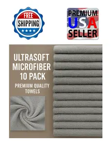 10‑Pack Grey Microfiber Towels – 11.5" x 11.5" – Card Cleaning Cloths for CardRX & Multi‑Surface Use