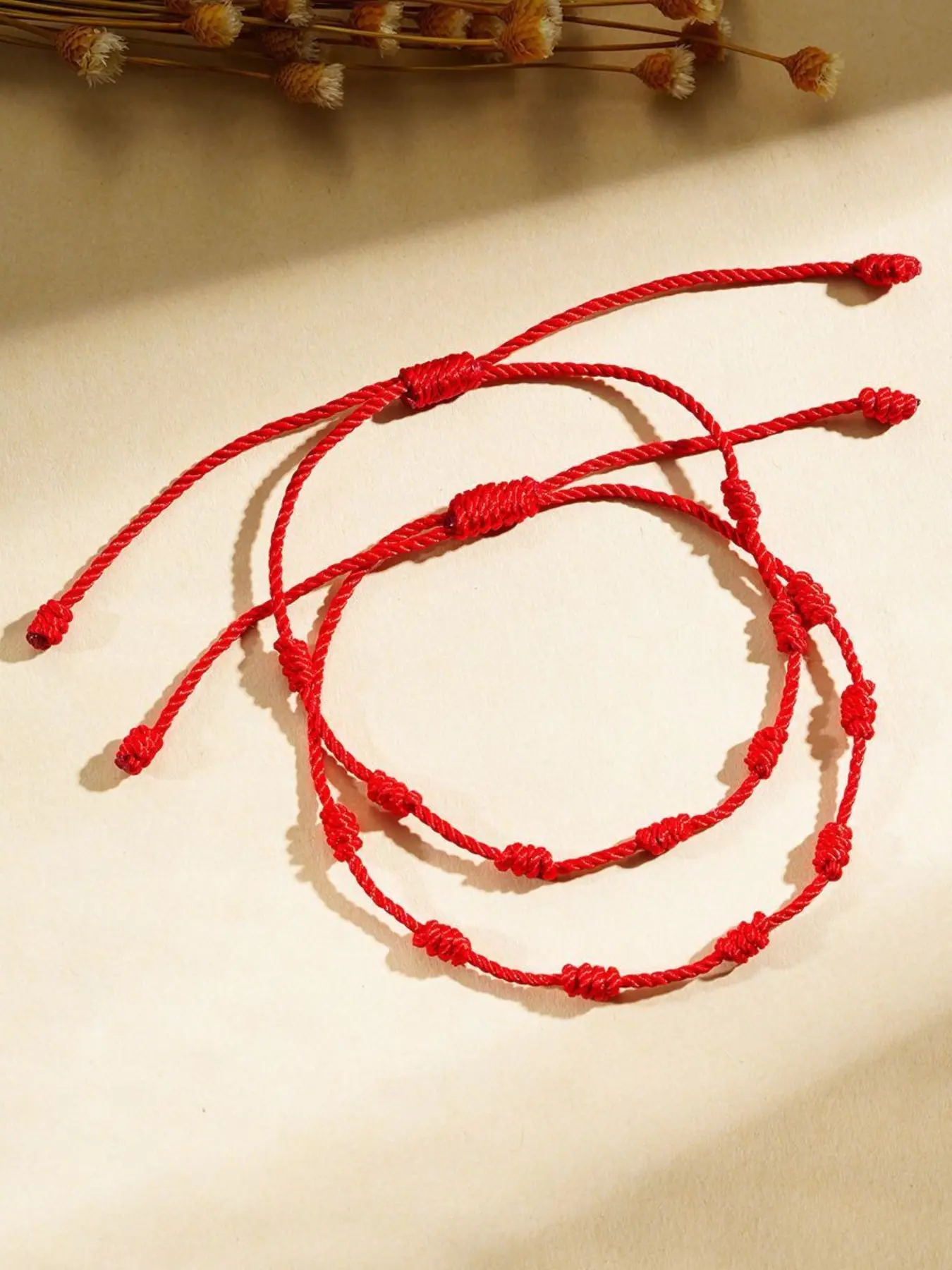 2 Pieces String Handmade Bracelets, Adjustable Kabbalah Knot String Bracelet, Knotted Bracelet Jewelry, Amulet for Protection, Evil Eye, Good Luck, Lucky Bracelet, Adjustable Slider Bracelets