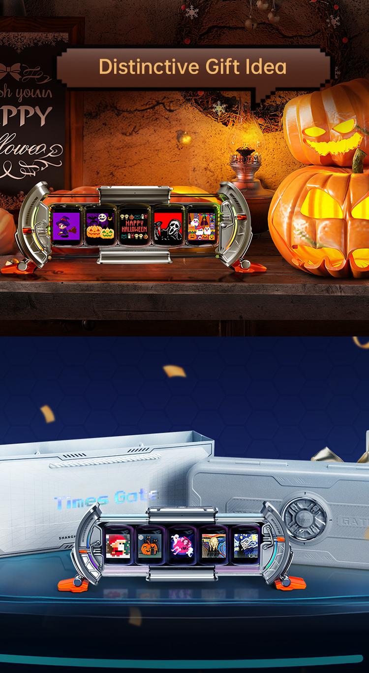 Divoom Times Gate - Cyberpunk Gaming Setup Digital Clock with Smart APP Control, WiFi Connect, RGB LED Display, Personalized Dashboard, Pixel Art for Gaming Room & Office Decor Ambient Light Lcd,rgb light,Interactive night gift Interaction lamps