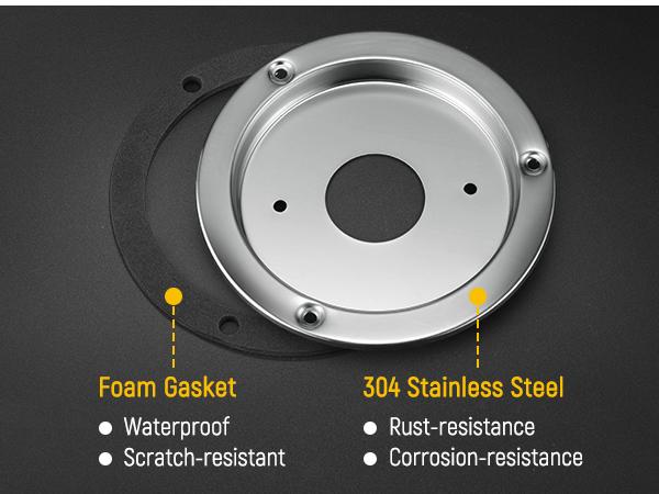 Partsam 2Pcs Watermelon Lights Bunk Adapter, Stainless Steel Round Marker Light Bezel Cover, No LED Lights Included, Mounting Bracket for 4" Hole