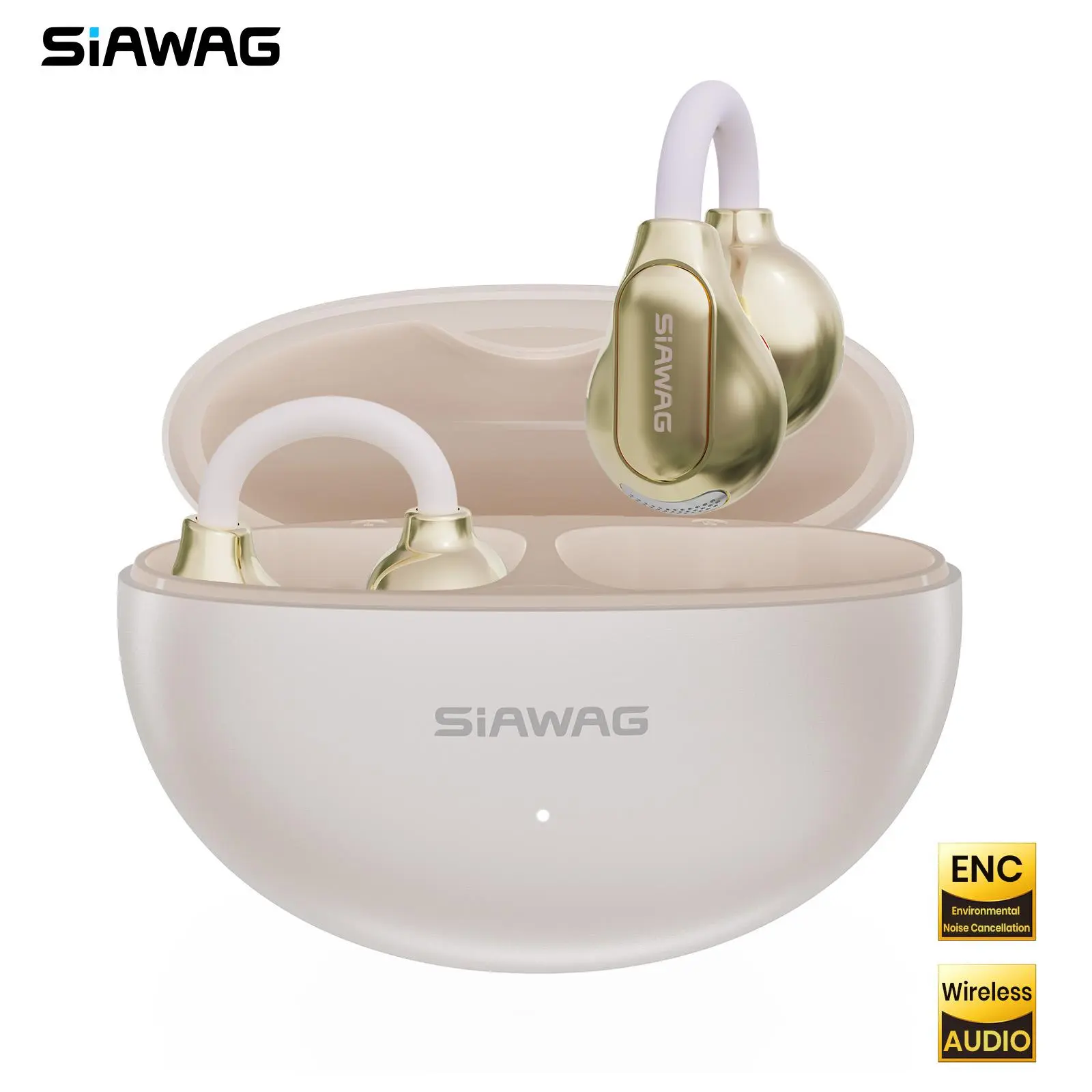 SIAWAG CLIP01 True Wireless Bluetooth Earbuds, ENC Noise Cancelling, Battery Display, Hall Sensor, Dual Pairing, Comfortable Fit, IPX5 Waterproof, Long Battery Life, In-Ear Headphones for Gaming & Sports