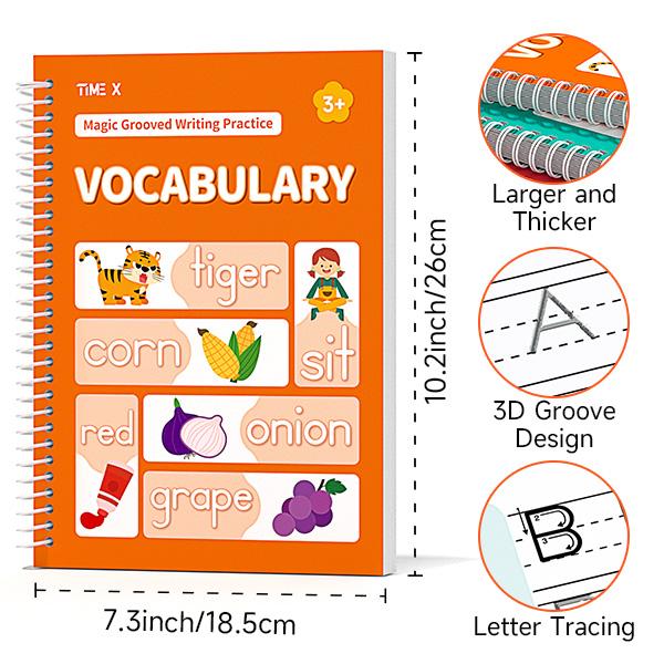 2026-TIMEX Reusable Grooved Handwriting Workbook for Kids, Learning Materials, 6 Books–Early Elementary,Math, Words, Drawing –Gift for Child,Valentine's Day