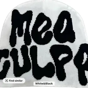Mea Culpa Beanie White & Black Knit Hat for Casual Wear