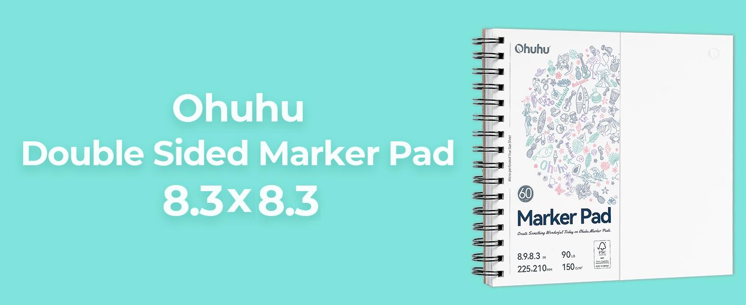 Ohuhu Sketchbook: 8.9"x8.3"/7"x10" Paper Size - 90LB/150GSM - Double-Sided Marker Pads Art Sketchbook - Smooth Drawing Paper - 60 Sheets/120 Pages - Bleedproof - Spiral Bound Sketching Book for Alcohol Markers