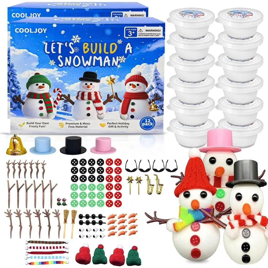 12 Pack Build a Snowman Kit DIY Snowman Crafts,Air Dry Clay Modeling Crafts Kit,Christmas Stocking Stuffers for Kids,Christmas Gifts for Kids, Snowman Making Kit Toys Santa Claus Micro-Brick Ornament toys  n  joy blink snowman Party stimulates creativity