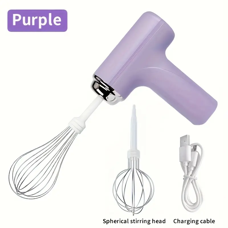 Rechargeable 3-Speed Hand Mixer - Multifunctional Kitchen Mixer, Baking Supplies, Space Saving, Easy To Clean, Durable, Perfect For Home Kitchen, Coffee Lovers And Bakers, Essential Baking Tools, Modern Kitchen Gadgets