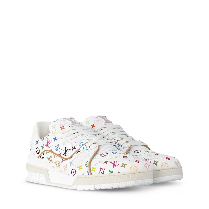 ‮ nottiuV siuoL ‬    X Takashi Murakami LeatherLow-Top Lace-Up Sports Shoes - House WhiteAthletic Footwear, Maison Mihara Casual Trainers