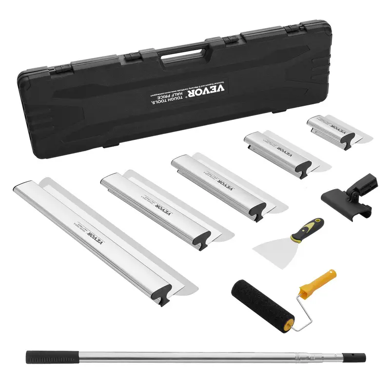 VEVOR Drywall Skimming Blade Set, 7/10/14/16/24 in Skimming Blades + 34-81.6 in Extension Handle Pole, Stainless Steel Knife Professional Skim Coat Tools, for Gyprock/WallBoard/Plasterboard,Drywall Skimming Blade Set,Decoration VEVOR Super Brand Day