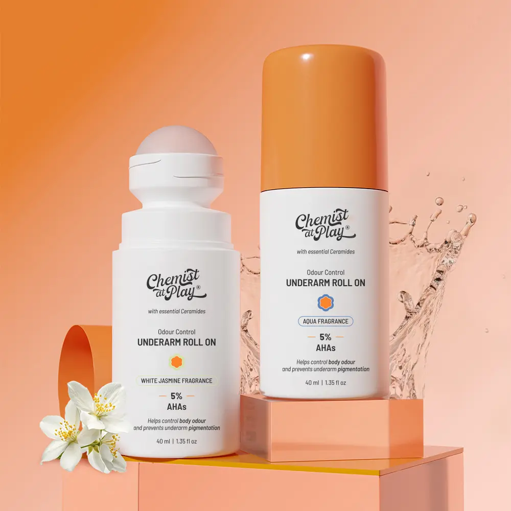 Fresh & Even Underarm Duo | Roll On for Odour Control & Pigmentation | Brighter & Fresher Underarms | Aqua & Jasmine | 5% AHAs for Gentle Exfoliation