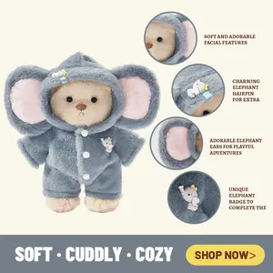 TEDDY HUGGY Adorable Teddy Bear Collection - Elephant Costume Paired with a Cute Teddy Bear - 12 Inches Tall - Soft Plush Toy with Movable Joints - The Perfect Gift for Any Age.