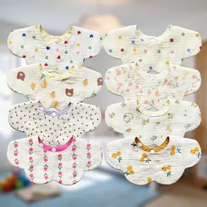 8-Pack Organic Cotton Baby Bibs Absorbent & Reversible 360° Rotating Muslin Bibs Drool Bibs for Unisex 0-36 Months Feeding Bibs solid color