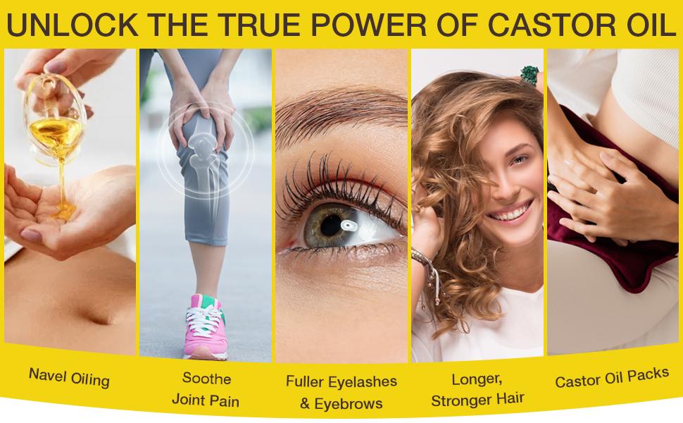 Glass Bottle Castor Oil Organic Cold Pressed Unrefined Seven Minerals 16 oz - 100% Pure USDA Certified Organic Hexane Free Body Care Comfort Cosmetic