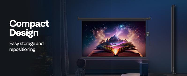 VIVOHOME Motorized Projector Screen with Remote, 16:9 100 Inch Auto Electric Projection Screen, HD 4K Movie Screen for Home Theater, Cinema, Office
