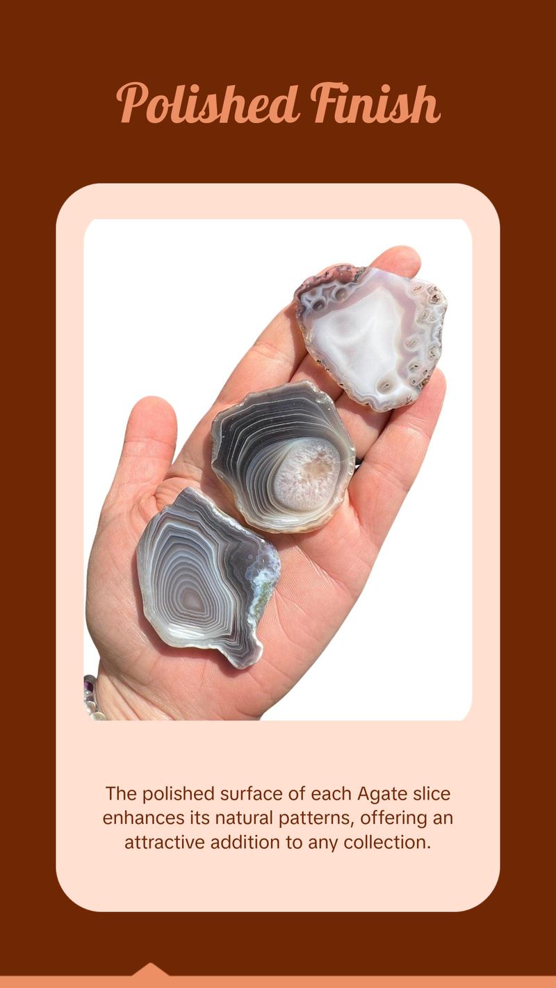 Botswana Agate Stone Slice (Size: 0.75" -4") Grade A Botswana Agate Crystal Slab - Botswana Agate Crystal Slice