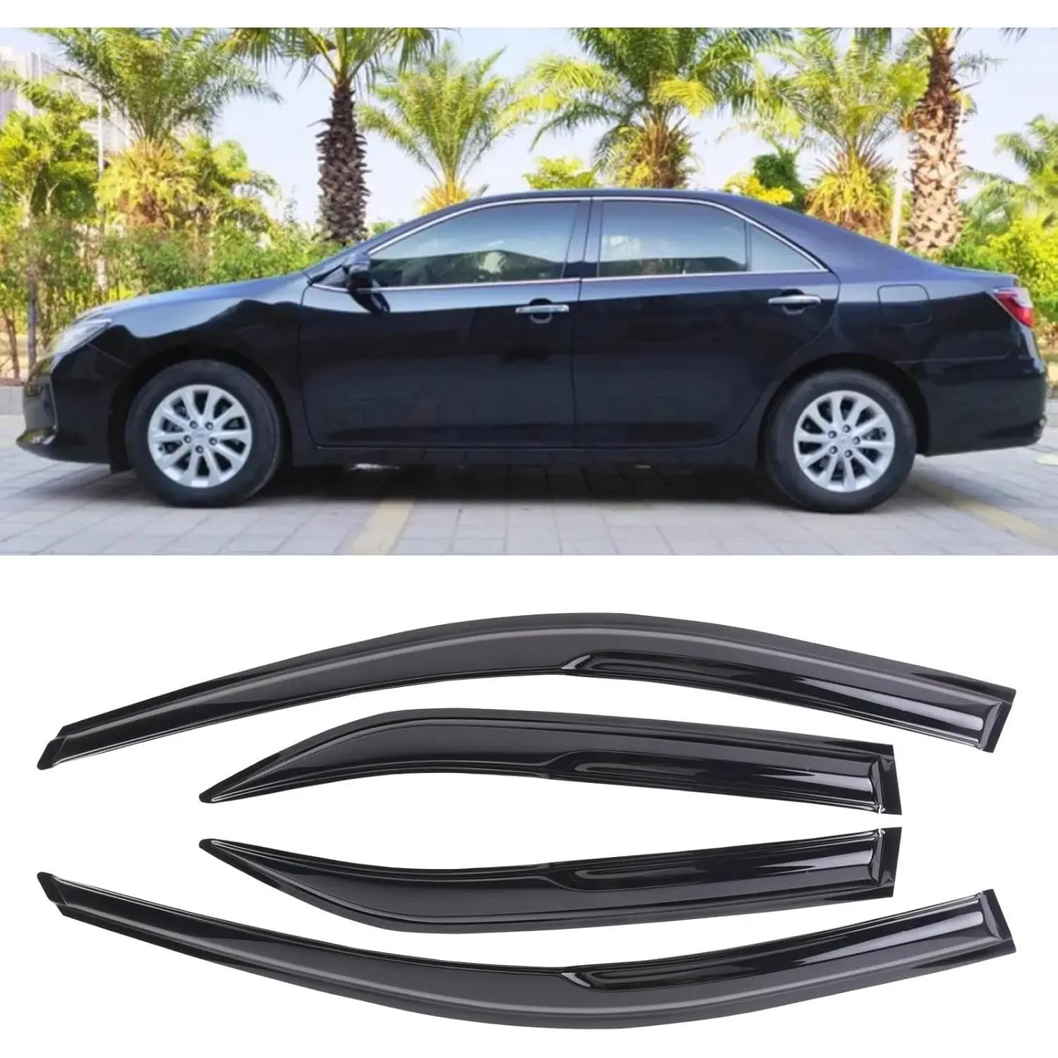Window Visor Tape-on Side Compatible with 2012-2017 Window Visor Deflector Rain Guard Window Visors for Cars, Vent Deflector 4 pcs