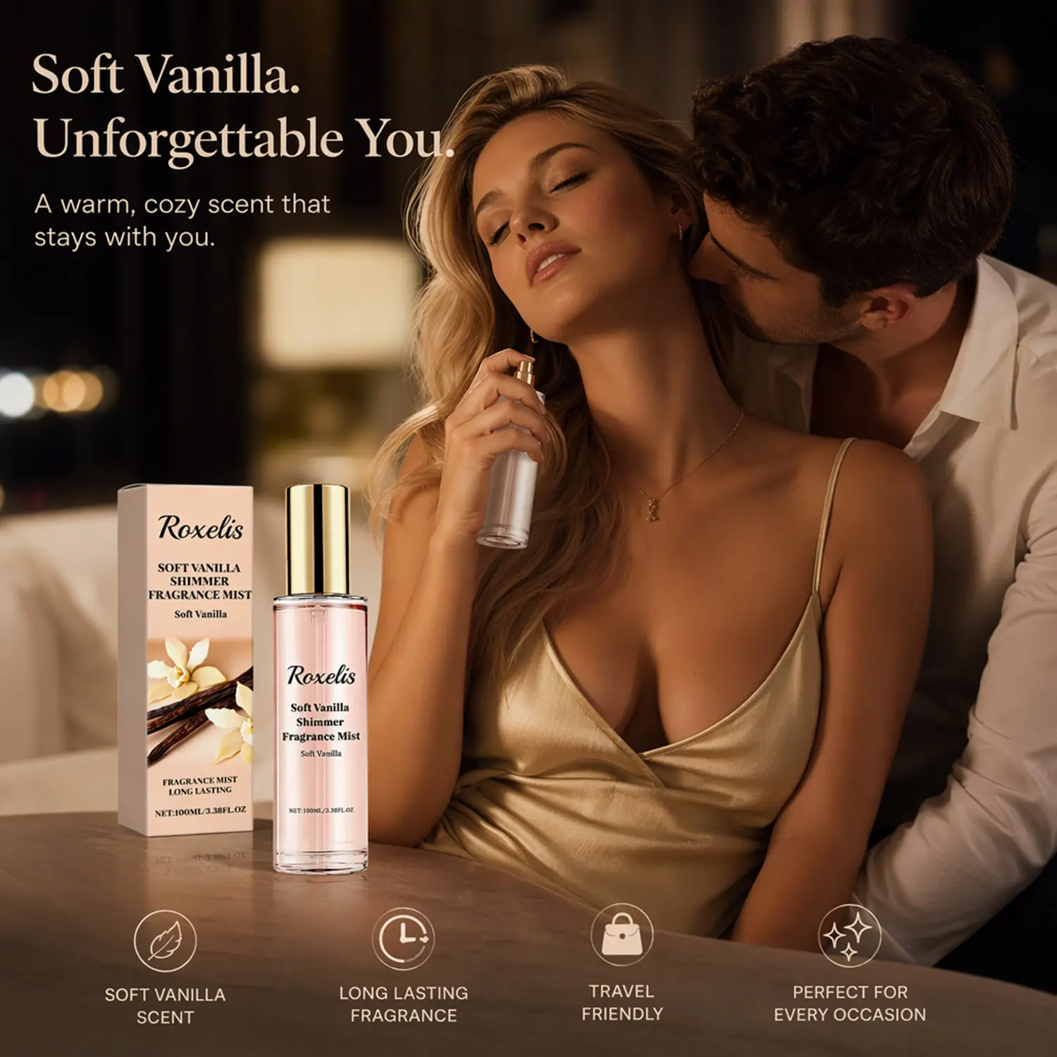 Women's Pheromones Perfume Vanilla Shimmer Eau de Parfum - Warm Natural Skin Scent with Floral-Woody Musk Notes - 100ml/3.4 Fl Oz, Ideal for Date Night, Christmas Valentine's Day Gift, Pheromones Perfume Women