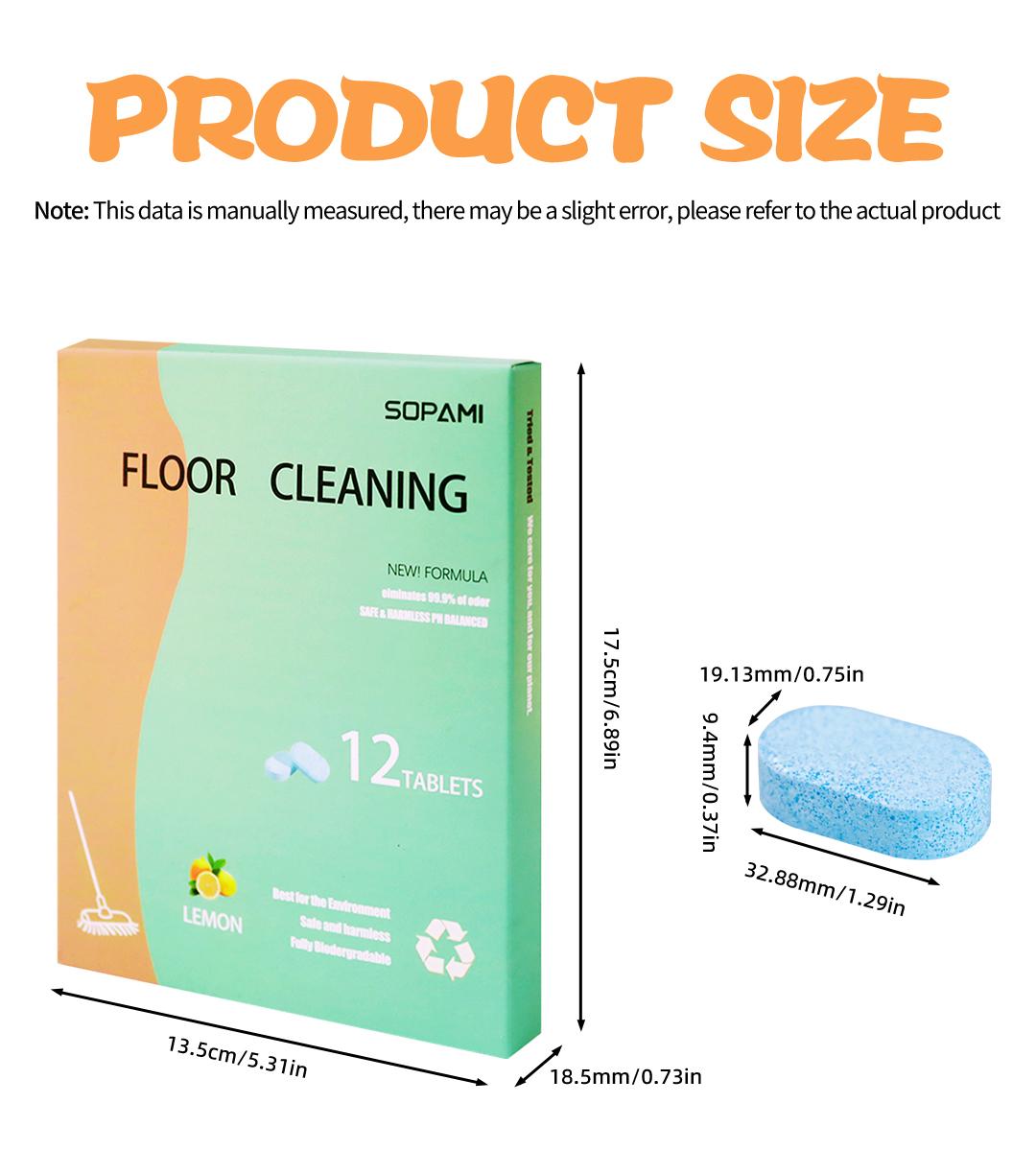 SOPAMI 12-Pack Floor Cleaning Tablets - Lemon Fragrance, Eco-Safe & Eliminates Tough Floor Odors