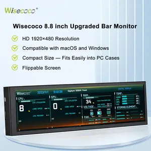 wisecoco 8.8“ Mini Bar Screen Display - Ultra-Wide IPS Panel, Type-C Connectivity, System Monitor for PC and Mac wisecoco 8.8“ Mini Bar Screen Display - Ultra-Wide IPS Panel, Type-C Connectivity, System Monitor for PC and Mac